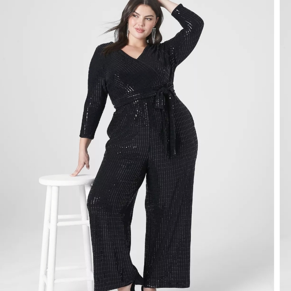 Lane Bryant Black Sequin Jumpsuit